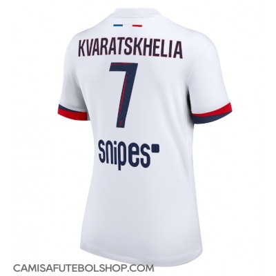 Camisa de time de futebol Paris Saint-Germain Khvicha Kvaratskhelia #7 Replicas 2º Equipamento Feminina 2025-26 Manga Curta Camisa de time de futebol Paris Saint-Germain Khvicha Kvaratskhelia #7 Replicas 2º Equipamento Feminina 2025-26 Manga Curta